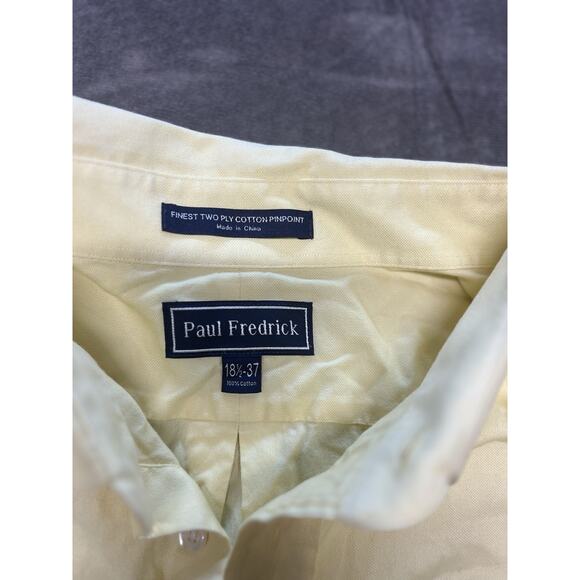 Paul Fredrick Men’s Solid Yellow Dress Shirt Button Down/Up L/S Size 18/37 EUC - Picture 3 of 4